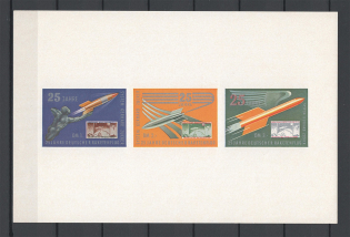 1960 German Democratic Republic Rocket Mail Block Sheet (Imperf, MNH)