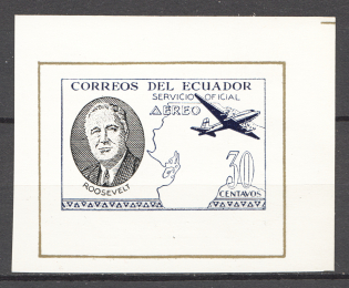 1949 Ecuador Missed Inscription Airmail Official Block (MNH)