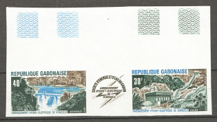 1973 Gabon Airmail Imperf Se-tenant (Full Set, MNH)