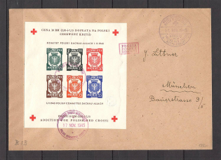 1945 Poland Dachau Red Cross Camp Post Block Cover Munich