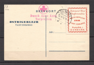1946 Interned Letter Post Shipping Austrian Camp Tarp Esbjerg Red Cross Postcard Card