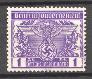 General Government Revenue Stamp 1 Zl (Canceled)