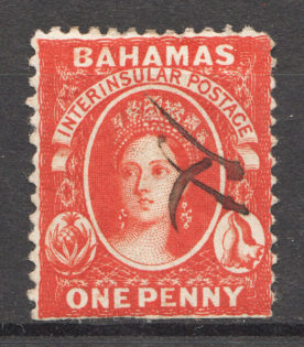 1860-62 Bahamas British Colony 1 P (CV $240, Canceled)
