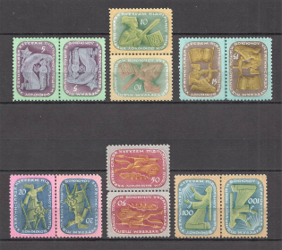 1954 In Favor of Couriers Ukraine Underground Pair Tete-Beche (Full Set, MH/MNH)