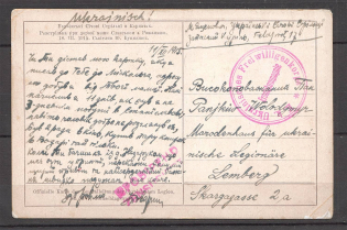 Ukrainian Sich Riflemen Legion Postcard Lviv Lemberg Austrian Censorship Censor