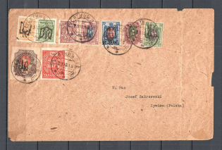 1918 Gusyatin - Zywiec Poland, Cover Mixed Franking (Podolia 8, Shahi)