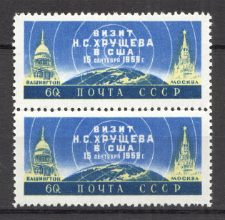 1959 USSR Visit of Khrushchev to the Inited States Pair (Full Set, MNH)