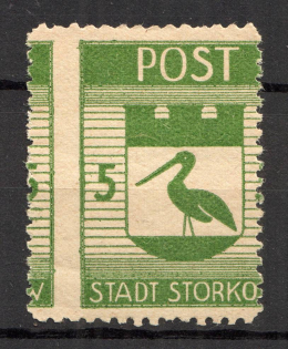 1945 Storkow Germany Local Post 5 Pf (Shifted Perf, MNH)