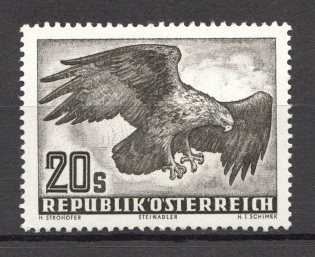 1952 Austria Airmail (Grey Gum, CV $10, Full Set, MNH)