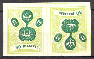 1919 Russia Offices ROPiT `Wild Levant` Pair 30 Pia (Tete-Beche, MNH)