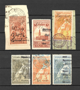 Hamburg Germany Revenue Stamps Group of Stamps (Canceled)