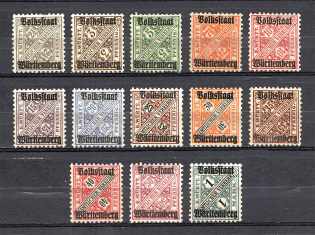1919 Wurttemberg Germany Official Stamps (Full Set)