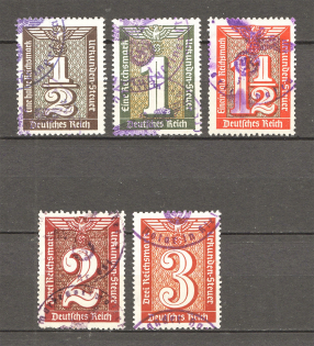 Third Reich Fiscal Tax Revenue Stamps Swastika (Canceled)