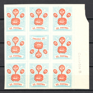 1919 Russia ROPiT `Wild Levant` Block 35 Pia (Tete-Beche with Control Text)