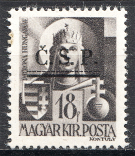 1945 Roznava Slovakia Ukraine CSP Local Overprint 18 Filler (MNH)