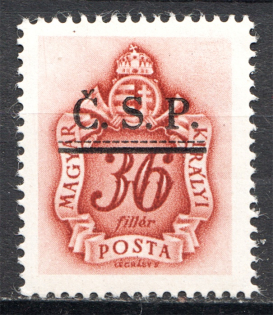 1945 Roznava Slovakia Ukraine CSP Local Overprint 36 Filler (MNH)