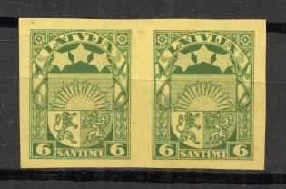 1923-25 Latvia Pair 6 S (Probe, Proof, MNH)