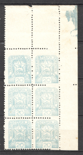 1945 Carpatho-Ukraine Block `20` (Print Error, Partialy Missed Perforation, MNH)