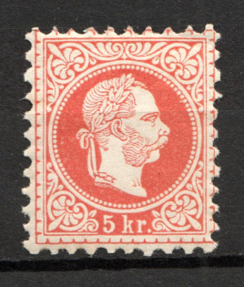 1867 Austria 5 Kr (Type 1, Red, CV $120, MNH)