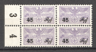 Germany Holiday Contribution Stamps Block of Four 45 Rpf (Control Numbers, MNH)