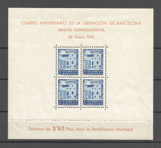 1943 Spain Block (CV $10, MNH)