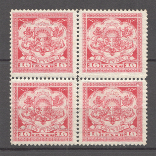 1925-26 Latvia Block of Four 10 L (CV $30, MNH)