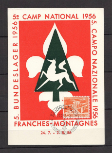 1956 National Camp of Russian Scout Postcard