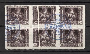 1919 Czechoslovakia `100` Block (Probe, Proof, Print Eror, Acordion, Cancelled)