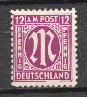 1945-46 Germany British and American Zones 12 Pf (Broken Frame, CV $160, Print Error, MNH)