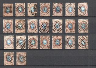 1858 Russia 10 Kop Full Postmarks, Cities Cancellations