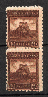 1926-27 Czechoslovakia 40 H Pair (Probe, Proof, Double Print, MNH)