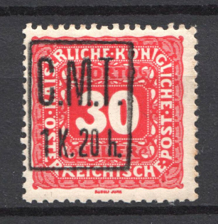 1919 Romanian Occupation of Kolomyia CMT 1 K. 20 h on 30 h