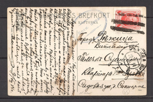 RARE Military Censorship, Mute Postmark of Mitava, Postcard (Mitava, Levin #553.02)