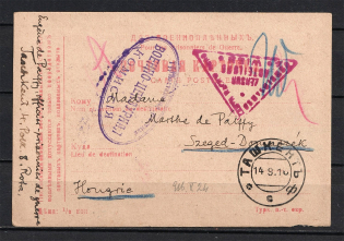 Prisoner of War Postcard, Form of Turkestan District, Tashkent. Censorship of the Turkestan Commission and Austria