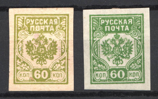 1919 Russian Post Civil War 60 kop (Varieties of Color)