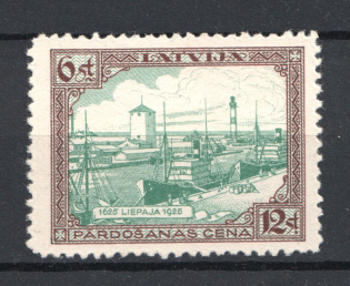 1925 Latvia 6 S Green-Brown (PROBE, PROOF, RRR, MNH)