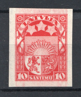1923-25 Latvia 10 S (Mi. 93 F, PROBE, Proof, CV $500, MNH)