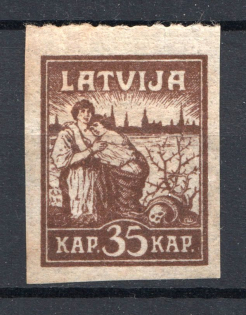 1919 Latvia 35 K ((Mi. 11 Y, Tobacco Paper, CV $30)