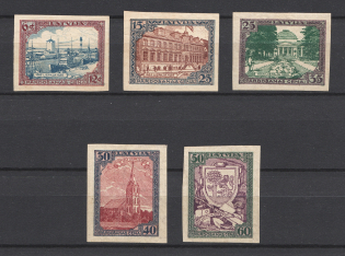 1925 Latvia 300 Years Libau Liepaja (Mi. 107 B - 111 B, IMPERFORATED, Full Set, CV $1000)