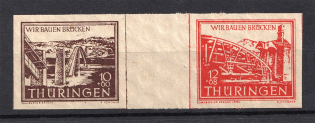 1946 Thuringia, Soviet Russian Zone of Occupation, Germany (Gutter-Pair, CV $20, MNH)