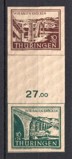 1946 Thuringia, Soviet Russian Zone of Occupation, Germany (Control Number, Gutter-Pair, CV $25, MNH)