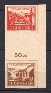 1946 Thuringia, Soviet Russian Zone of Occupation, Germany (Control Number, Gutter-Pair, CV $25, MNH)