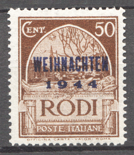 1944 Germany Reich Rhodes Military Mail Fieldpost 50 Cent