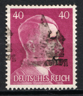 1945 40pf Schwarzenberg, Local Mail, Soviet Russian Zone of Occupation, Germany (SHIFTED Overprint, Print Error)