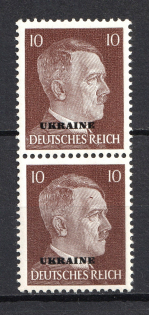 1941-43 10pf Occupation of Ukraine, Germany (Mole on the Forehead, Print Error, Pair, MNH)