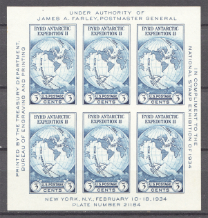 1934 USA Block Sheet CV 16 EUR (MNH)