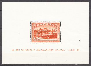 1937 Barcelona Spain Civil War Block Sheet CV 25 EUR (MNH)