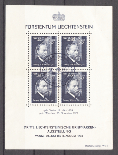 1938 Liechtenstein Block Sheet CV 90 EUR First Day of Issue (Cancelled)