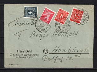 1946 Germany Soviet Russian Occupation Zone Schwerin mixed franking cover