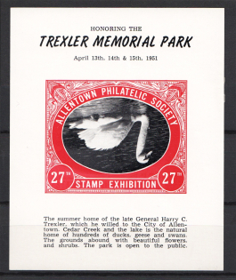 1951 Allentown Philatelic Society Exhibition Block (Inverted Swan, Error, MNH)